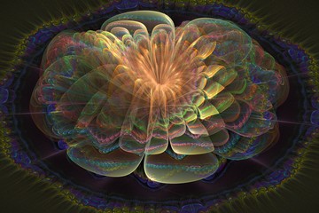 Colored abstract fractal pattern. Computer generated graphics.
