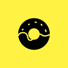 chocolate donut icon. flat design