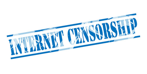 internet censorship blue stamp on white background