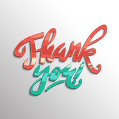 Thank you handwritten vector illustration, brush pen lettering c