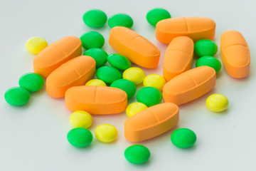 Prescription drugs / Pile of pills isolated on white background