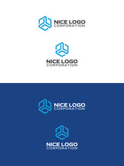 trio logo, abstract hexagon, modern hi-tech logotype