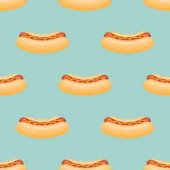 Seamless pattern with hot dog. Vector texture.