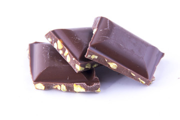 Chocolate on the white background