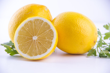 Fresh lemons on White isolated background