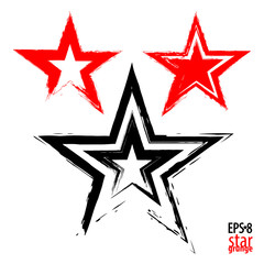 Grunge star. Simulates drawing with a dry brush. Vector illustration