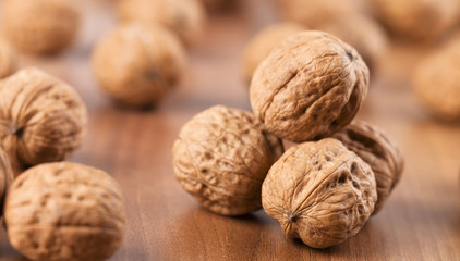 walnuts superfood on a wooden background