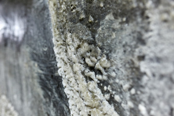 Salt crystals on a wall in a salt mine
