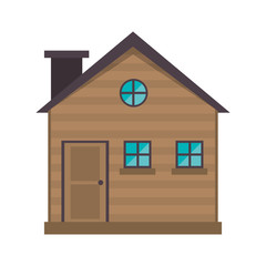 cottage wooden chimney exterior vector illustration eps 10