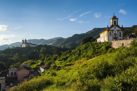 Churches above Ouro Preto, Minas Gerais, Brazil