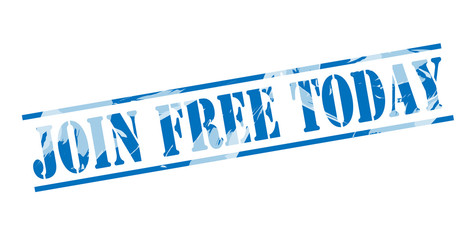 join free today blue stamp on white background