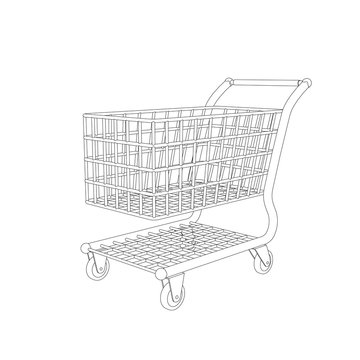 Empty shopping cart. Isolated on white background. Vector outlin