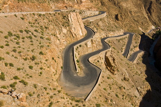 Zigzag road in the Dades Gorge, Atlas Mountains, Morocco