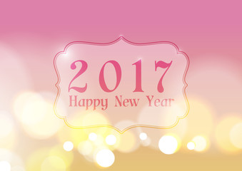 Happy New Year 2017 on Bokeh Lights Background