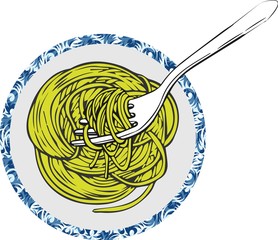 Spaghetti in bianco con forchetta