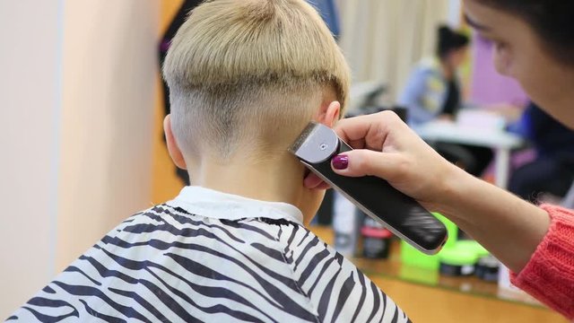 child's haircut at the Barber shop