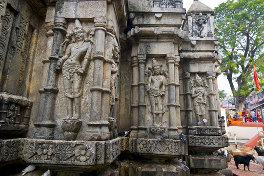 Stone statues in the Kamakhya Hindu temple, Guwahati, Assam