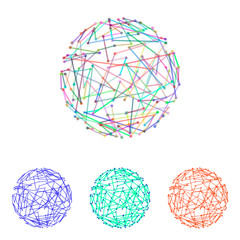 Abstract sphere from lines and dots.Vector colorful illustration