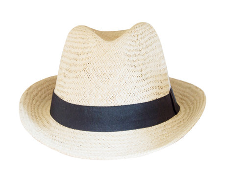 Vintage Straw hat fashion for man isolated on white background with clipping path