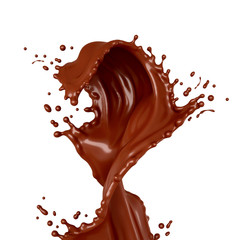 Delicious, beautiful, sweet chocolate splash. 3d illustration, 3