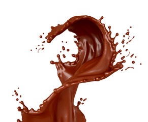 Delicious, beautiful, sweet chocolate splash. 3d illustration, 3