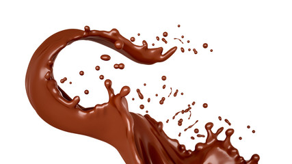 Delicious, beautiful, sweet chocolate splash. 3d illustration, 3