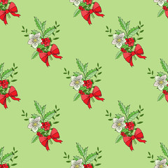 Seamless pattern with Christmas decoration