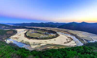 Hoeryongpo river bend in South Korea.
