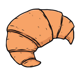 croissant / cartoon vector and illustration, hand drawn style, isolated on white background.