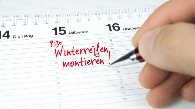 Winterreifen montieren / Termin im Terminkalender / Terminplaner