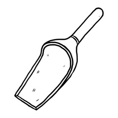 wooden scoop / cartoon vector and illustration, black and white, hand drawn, sketch style, isolated on white background.
