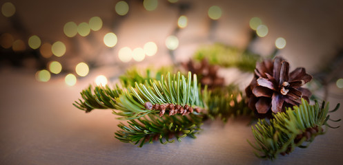 Christmas decoration with sparkling lights  - obrazy, fototapety, plakaty
