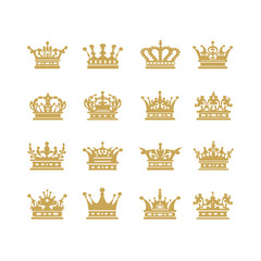 Gold crown icons symbol set vector illustration © PETR BABKIN