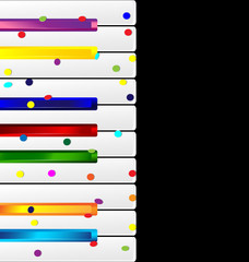 colored music keys and confetti