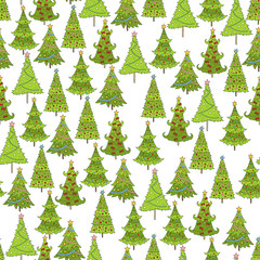 Vector seamless pattern of christmas tree. Template for postcards, greetings, advertisements, covers, gift packaging, web design