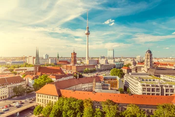 Gardinen Berliner Skyline mit Retro-Vintage-Effekt im Sommer, Deutschland © JFL Photography