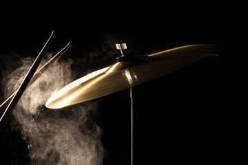 The drum stick hit on the crash