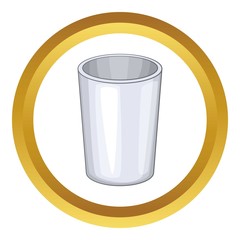 Glass vector icon in golden circle, cartoon style isolated on white background