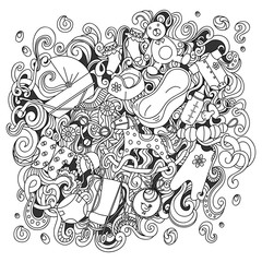 Cartoon hand drawn Doodle Baby vector illustration.