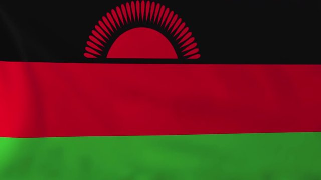 Flag of Malawi. Rendered using official design and colors. Seamless loop.