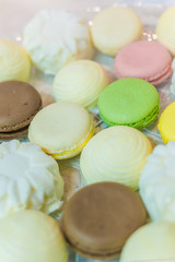 Delicious sweet buffet with cupcakes and macarons