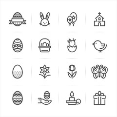 Easter icons with White Background 