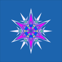 stained glass snowflake, star colorful ornament