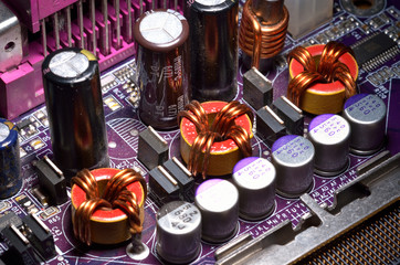 Computer motherboard closeup