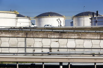 Fototapeta na wymiar Storage tanks and infrastructure in the Netherlands