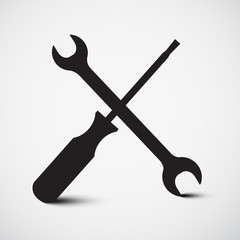 Screwdriver and Wrench Icon. Vector Tools Symbol.