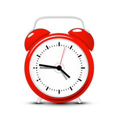 Red Alarm Clock. Vector Time Icon Isolated on White Background.