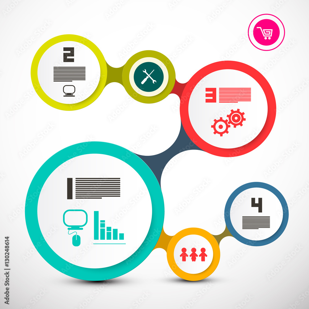 Poster circle labels. vector web infographic layout.
