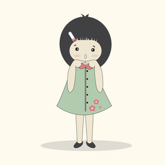 Fototapeta premium vector illustration of cute cartoon girl.
