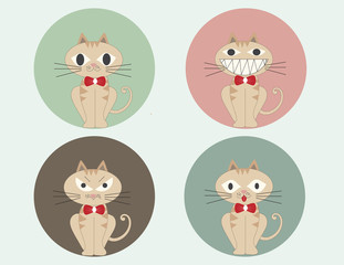 Set of cute cartoon sitting cats vector.